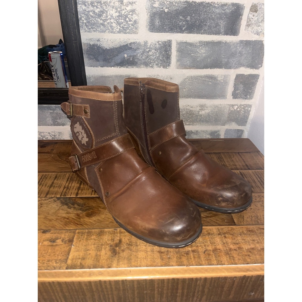 OTTO Men's Brown Leather Buckle Zip Ankle Boots US 13